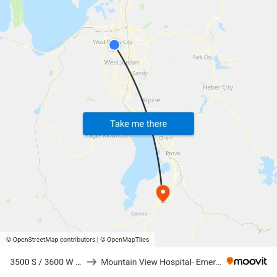 3500 S / 3600 W (Center Wb) to Mountain View Hospital- Emergency Department map