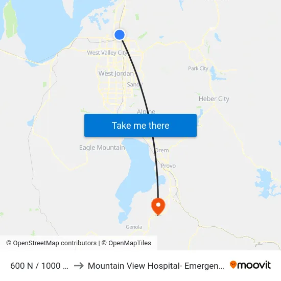 500 N / 1000 W (Wb) to Mountain View Hospital- Emergency Department map