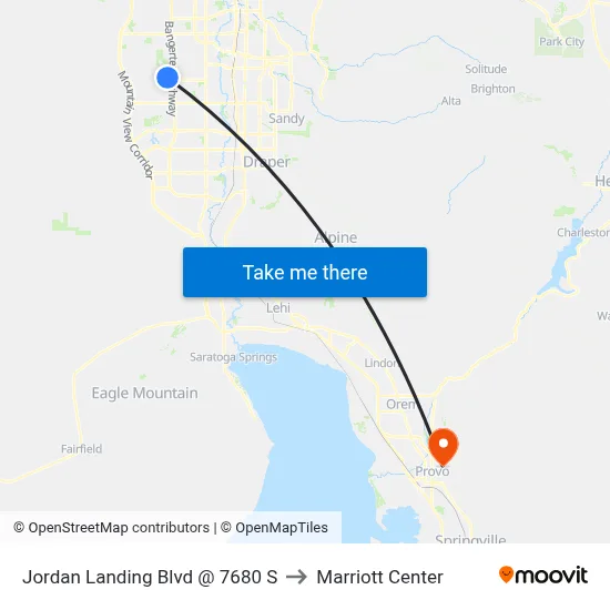 Jordan Landing Blvd @ 7680 S to Marriott Center map