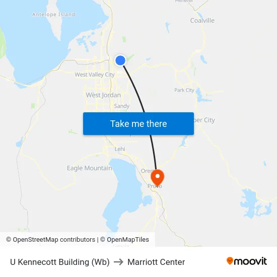 U Kennecott Building (Wb) to Marriott Center map