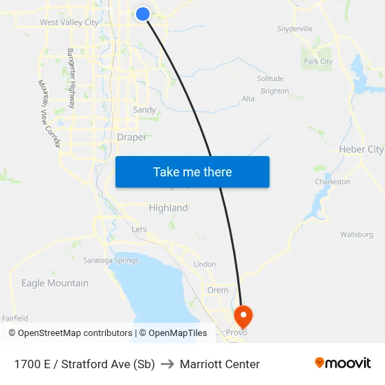 1700 E / Stratford Ave (Sb) to Marriott Center map