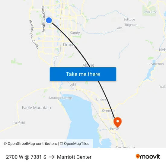 2700 W @ 7381 S to Marriott Center map