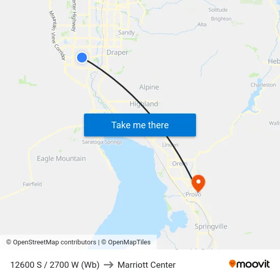 12600 S / 2700 W (Wb) to Marriott Center map