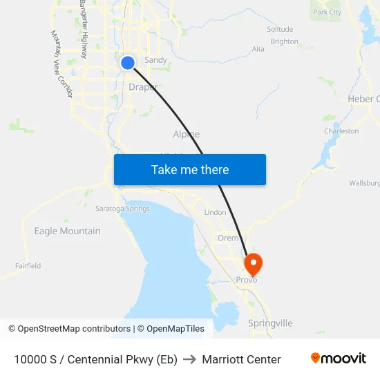 10000 S / Centennial Pkwy (Eb) to Marriott Center map