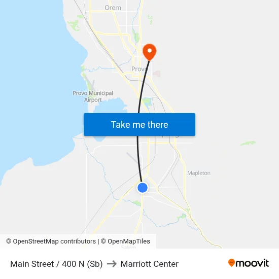 Main Street / 400 N (Sb) to Marriott Center map