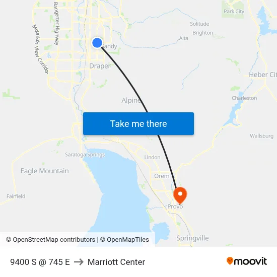 9400 S @ 745 E to Marriott Center map