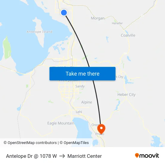 Antelope Dr @ 1078 W to Marriott Center map