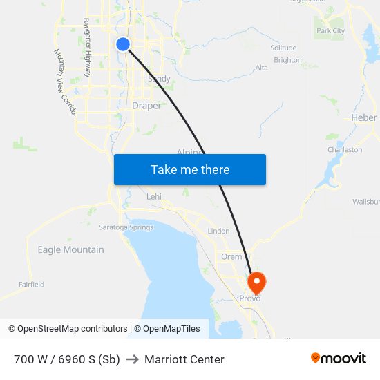 700 W / 6960 S (Sb) to Marriott Center map