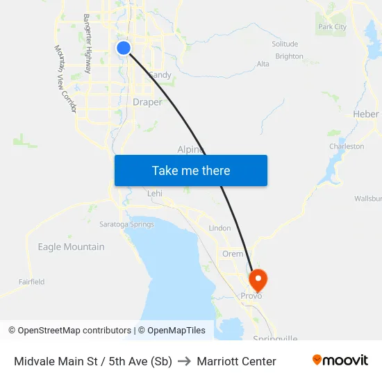 Midvale Main St / 5th Ave (Sb) to Marriott Center map