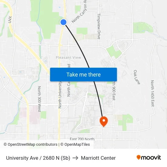 University Ave / 2680 N (Sb) to Marriott Center map