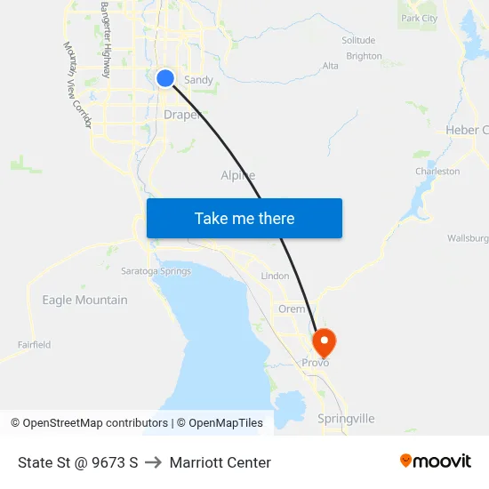 State St @ 9673 S to Marriott Center map