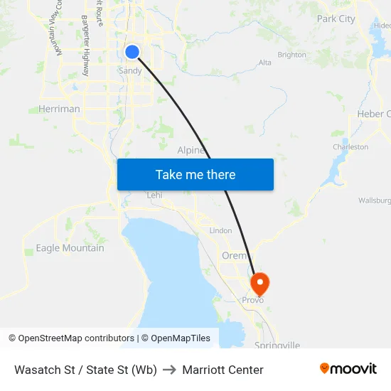 Wasatch St / State St (Wb) to Marriott Center map