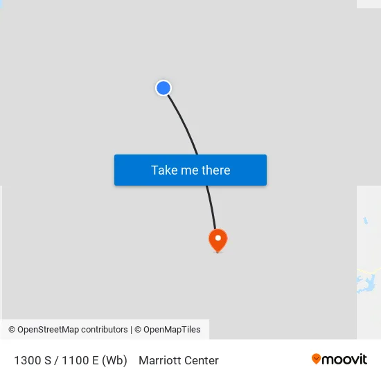1300 S / 1100 E (Wb) to Marriott Center map