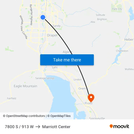 7800 S / 913 W to Marriott Center map