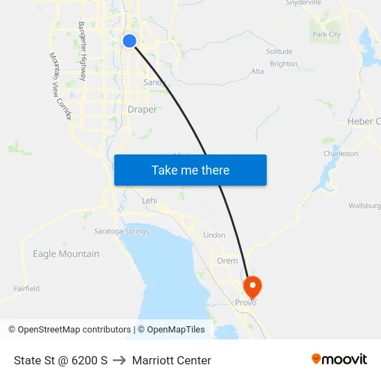 State St @ 6200 S to Marriott Center map