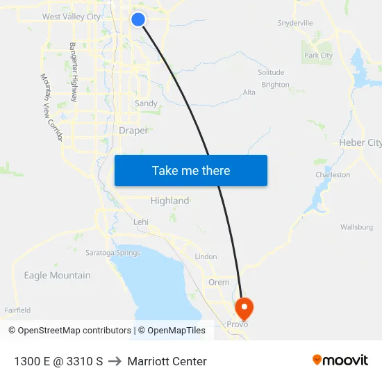 1300 E @ 3310 S to Marriott Center map
