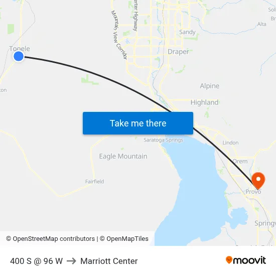 400 S @ 96 W to Marriott Center map
