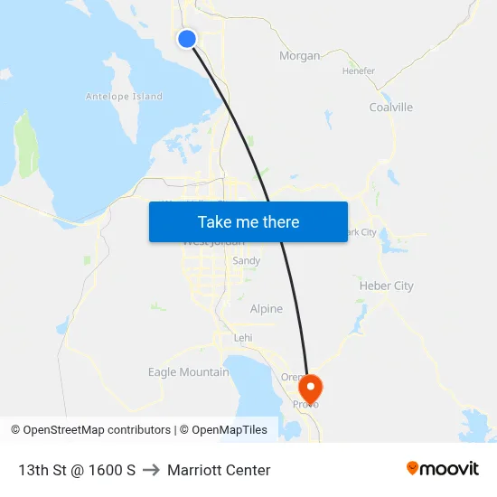 13th St @ 1600 S to Marriott Center map