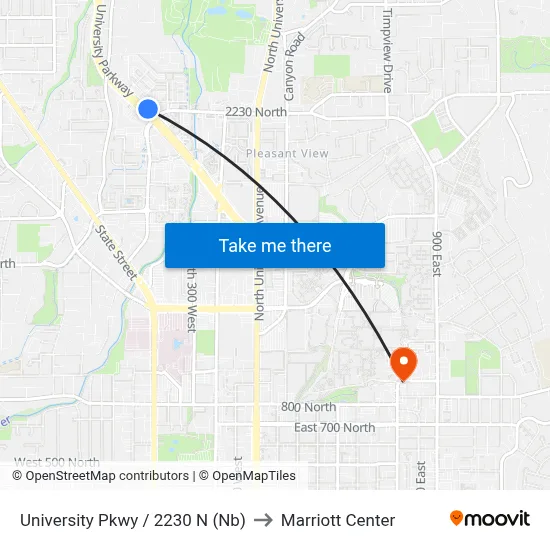 University Pkwy / 2230 N (Nb) to Marriott Center map