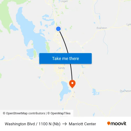 Washington Blvd / 1100 N (Nb) to Marriott Center map