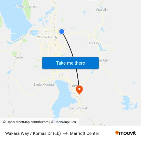 Wakara Way / Komas Dr (Eb) to Marriott Center map