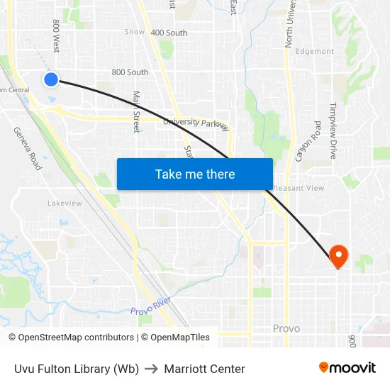 Uvu Fulton Library (Wb) to Marriott Center map