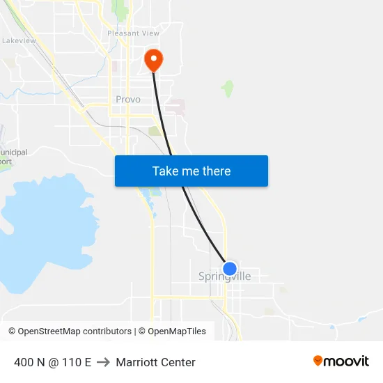 400 N @ 110 E to Marriott Center map