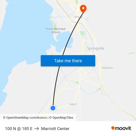 100 N @ 185 E to Marriott Center map
