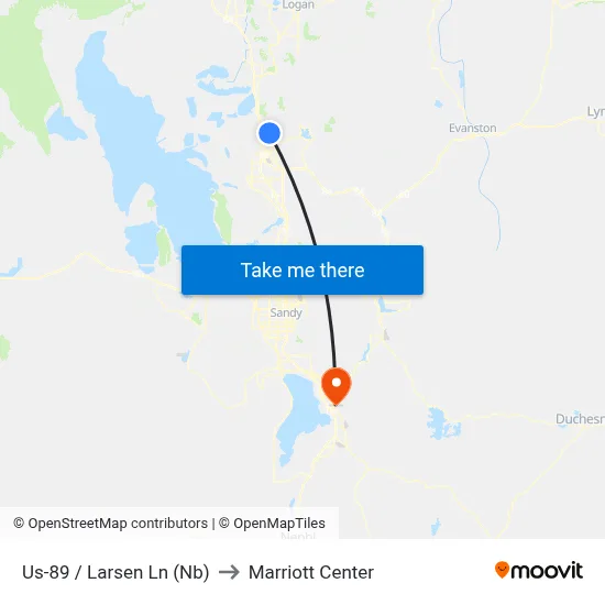 Us-89 / Larsen Ln (Nb) to Marriott Center map