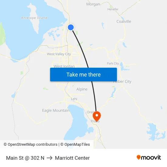 Main St @ 302 N to Marriott Center map
