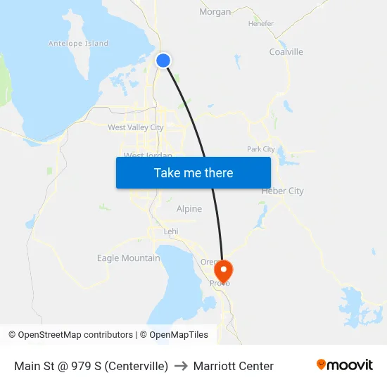 Main St @ 979 S  (Centerville) to Marriott Center map