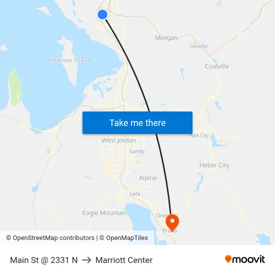 Main St @ 2331 N to Marriott Center map
