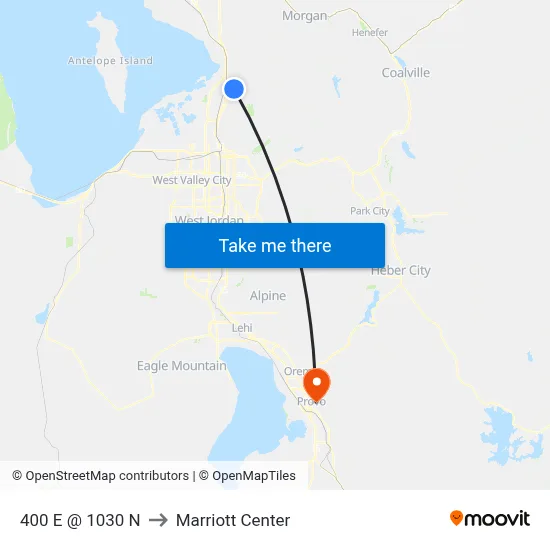 400 E @ 1030 N to Marriott Center map