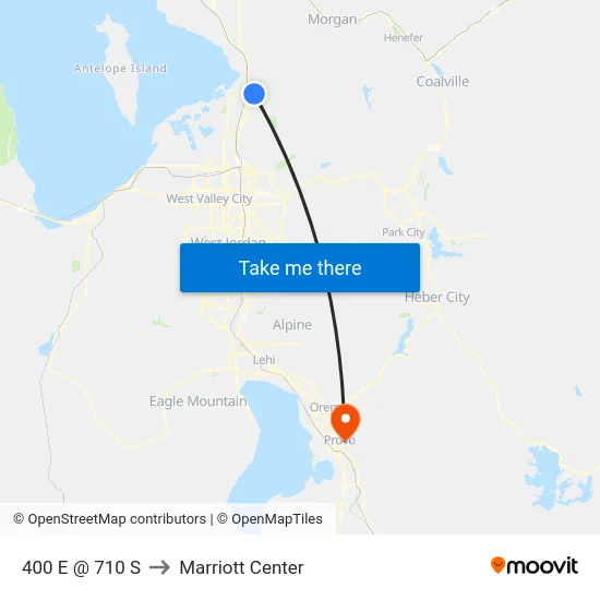400 E @ 710 S to Marriott Center map
