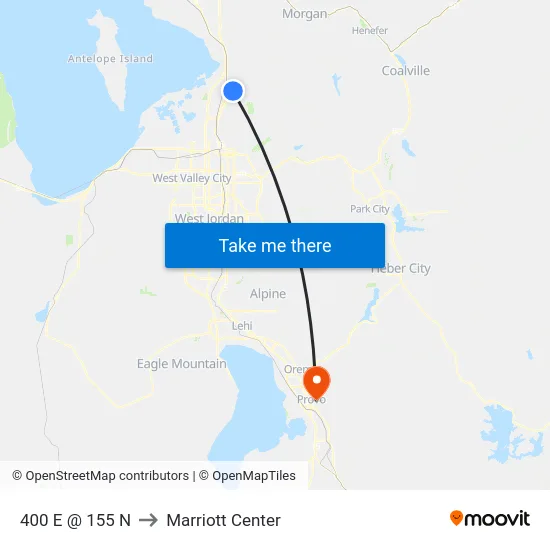 400 E @ 155 N to Marriott Center map