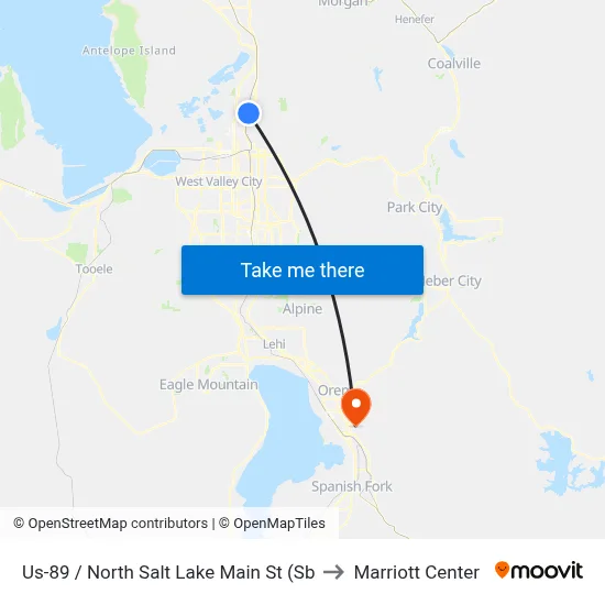 Us-89 / North Salt Lake Main St (Sb to Marriott Center map