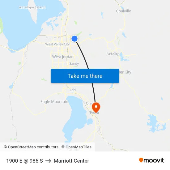 1900 E @ 986 S to Marriott Center map