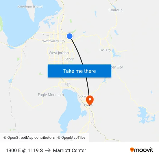1900 E @ 1119 S to Marriott Center map