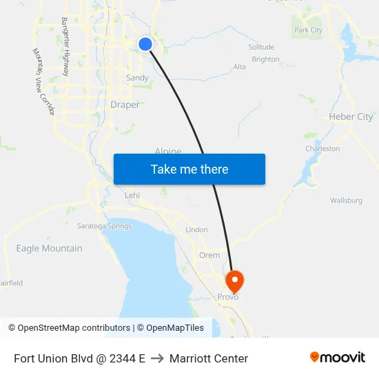 Fort Union Blvd @ 2344 E to Marriott Center map