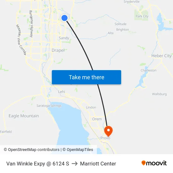 Van Winkle Expy @ 6124 S to Marriott Center map