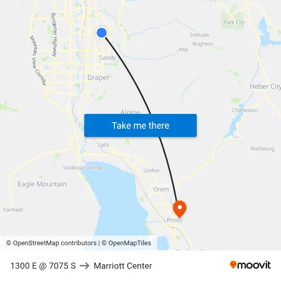 1300 E @ 7075 S to Marriott Center map