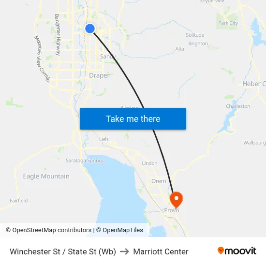 Winchester St / State St (Wb) to Marriott Center map