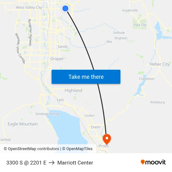 3300 S @ 2201 E to Marriott Center map