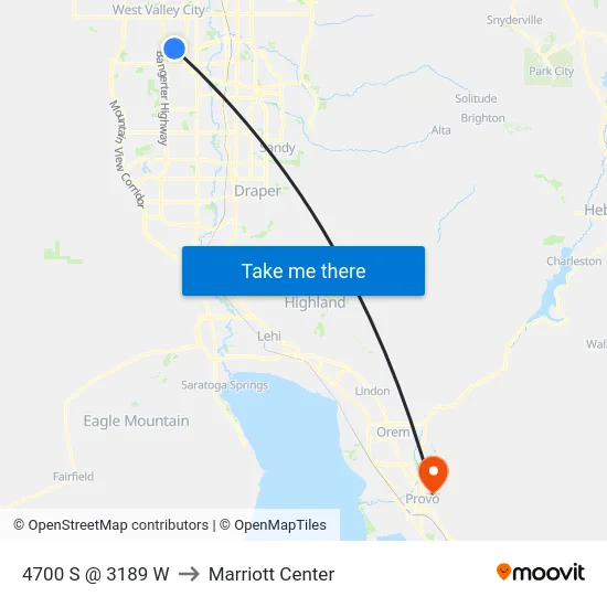 4700 S @ 3189 W to Marriott Center map