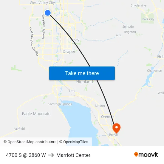 4700 S @ 2860 W to Marriott Center map
