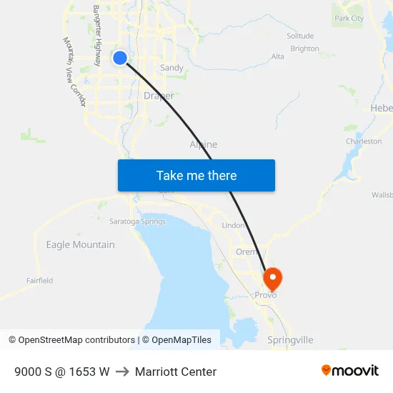 9000 S @ 1653 W to Marriott Center map