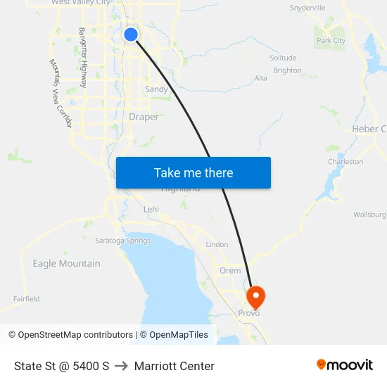 State St @ 5400 S to Marriott Center map