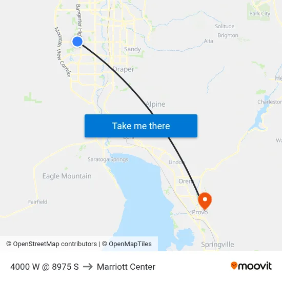 4000 W @ 8975 S to Marriott Center map