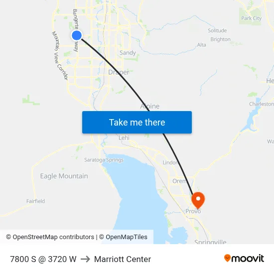 7800 S @ 3720 W to Marriott Center map