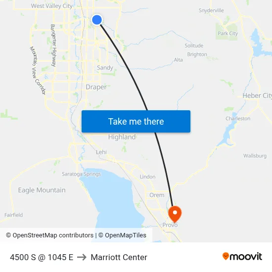 4500 S @ 1045 E to Marriott Center map